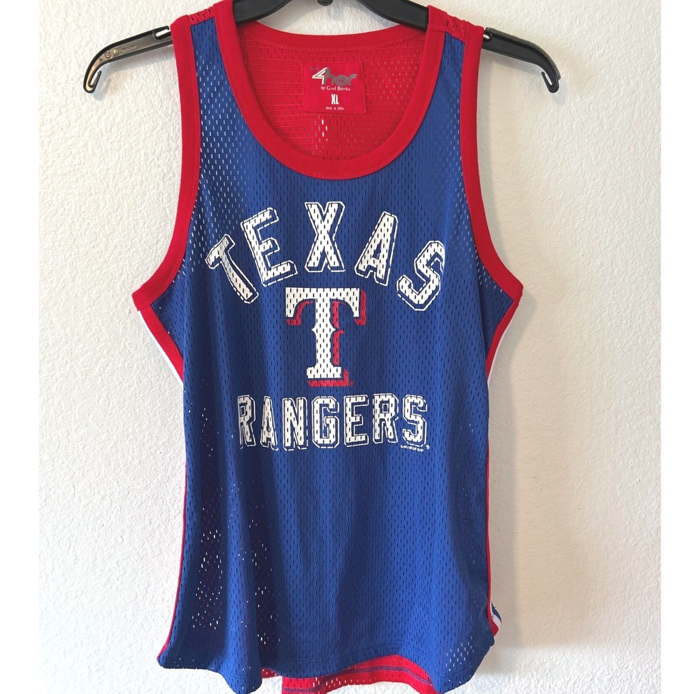 Texas Rangers MLB Mesh Tank Top G-III 4Her Womens XL Blue Red Racerback Jersey‎